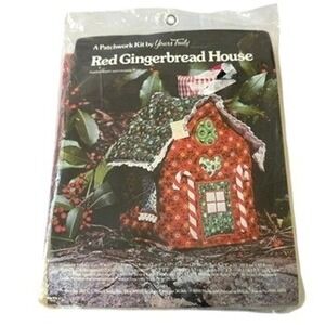 A Patchwork Kit by Yours Truly Red GIngerbread House 1980 #2529 Vintage Crafting